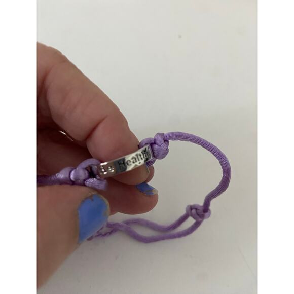 Light Purple Cord Inspirational Bracelet - Be Happy, Be Healthy - Picture 3 of 5